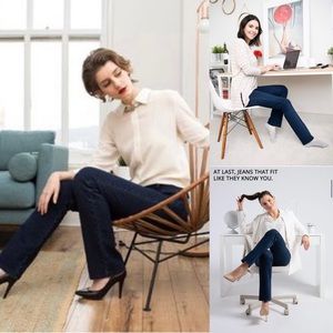 Betabrand straight leg jeans with pockets size large (US 12-14) dark indigo